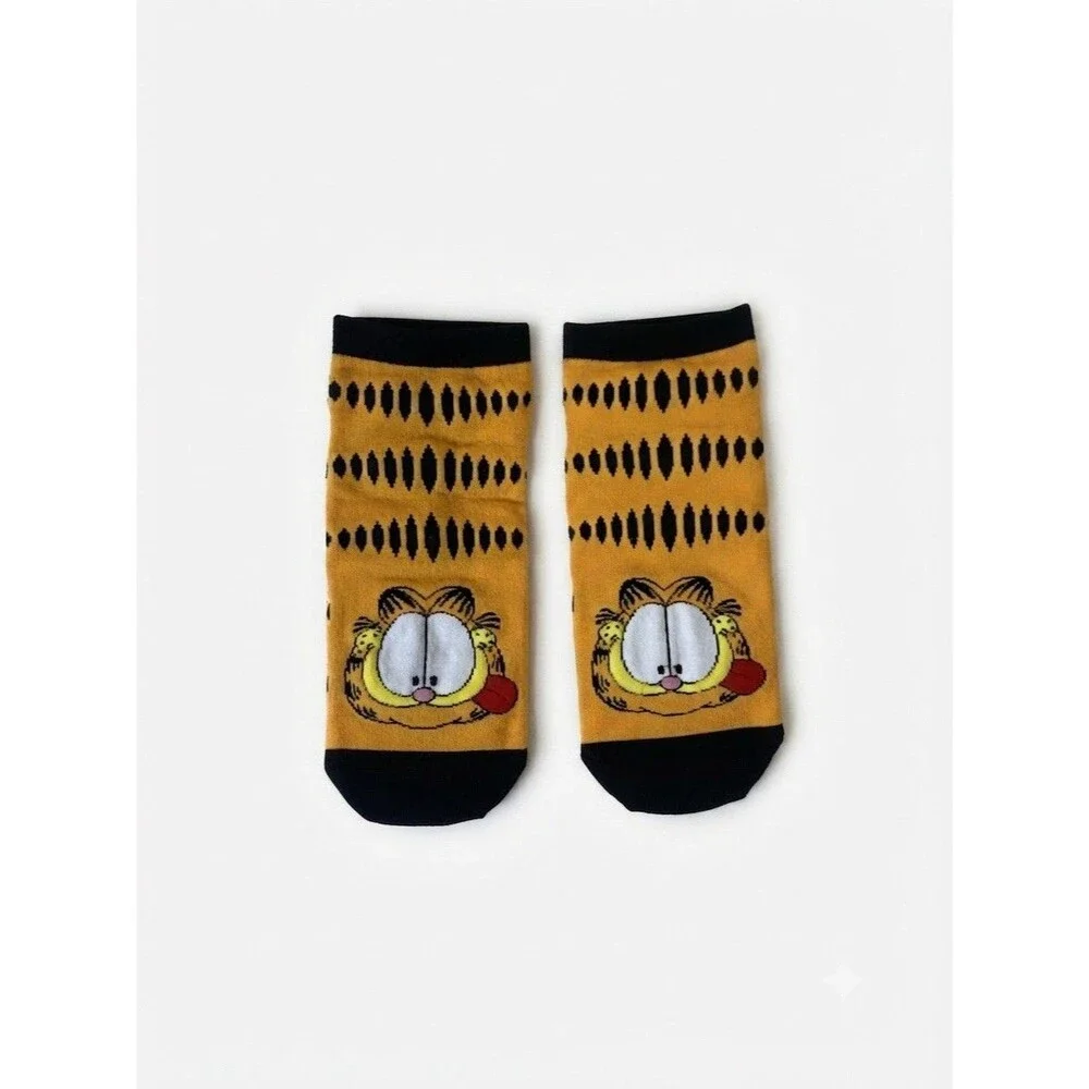 Garfield Men /Women Unisex Novelty Socks Yellow Black Cartoon One Size Quirky